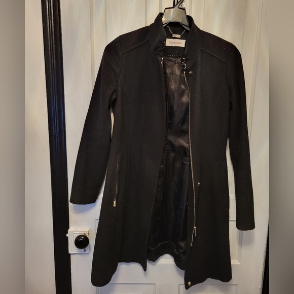 Black Calvin Klein wool coat - Picture 2 of 4
